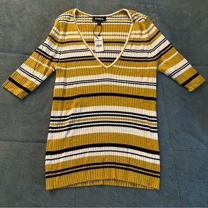 NWT - Express Women’s ribbed shirt size L / color: white/black/mustard yellow